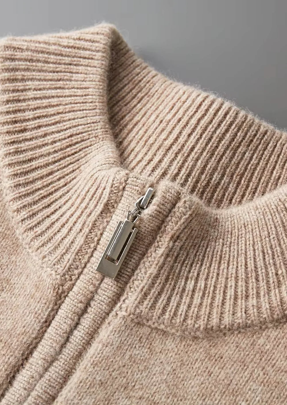 PURE EXTRA-FINE MERINO WOOL HALF ZIP SWEATER