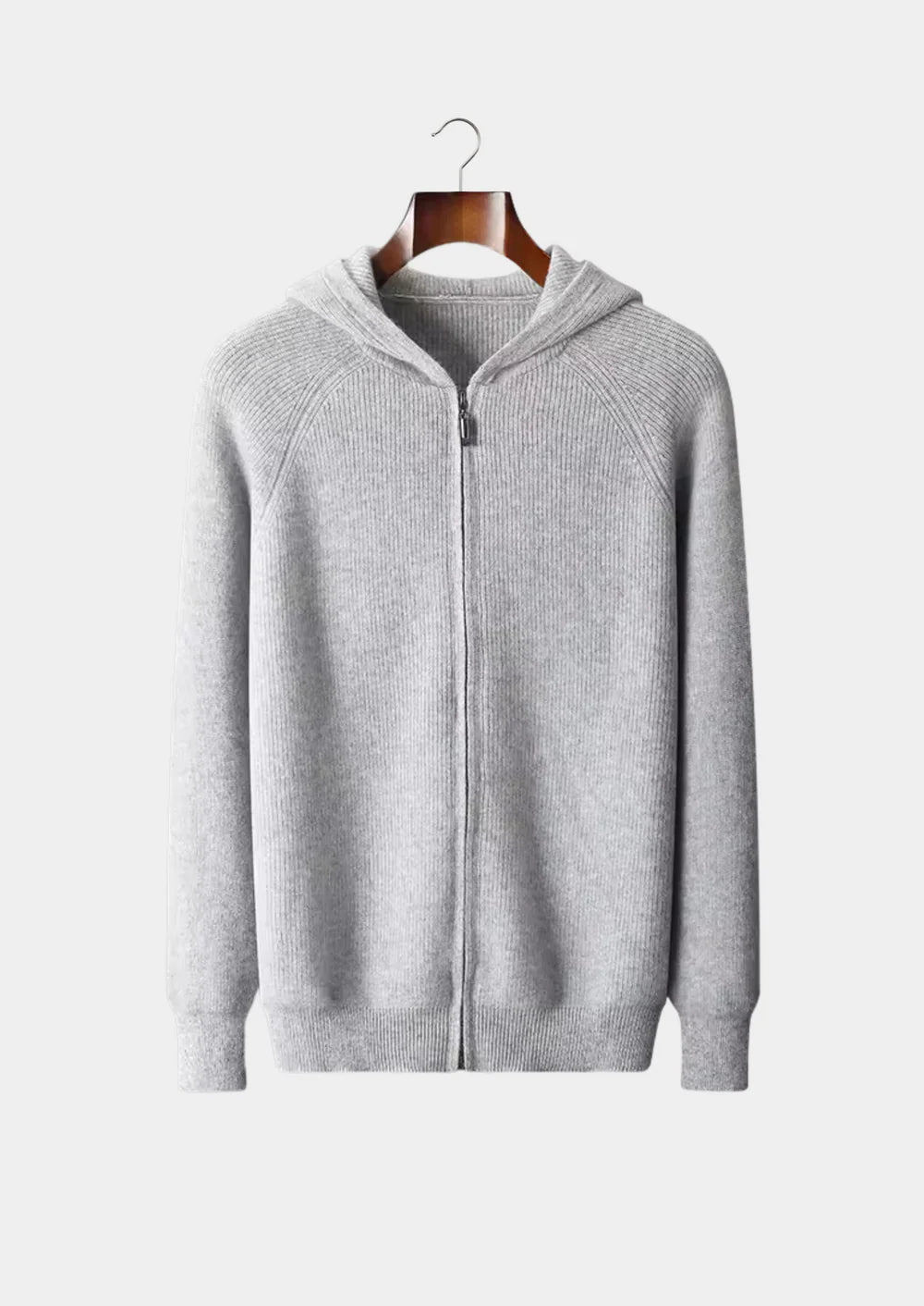 SWEAT À CAPUCHE ZIPPÉ EN PURE LAINE MÉRINOS EXTRA-FINE