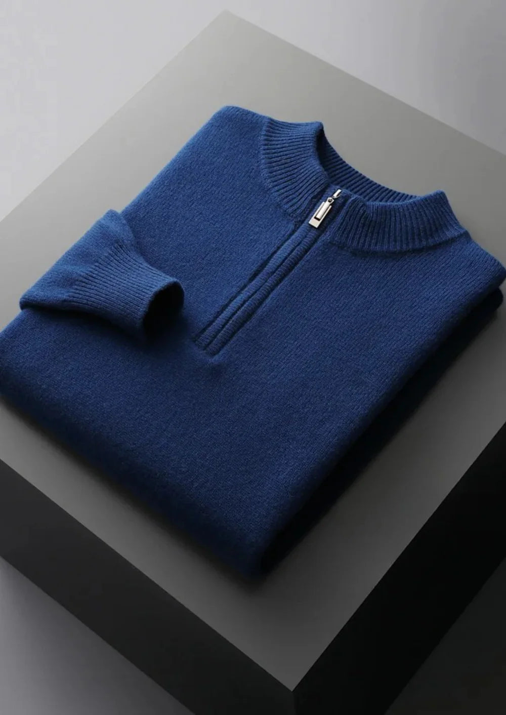 PURE EXTRA-FINE MERINO WOOL HALF ZIP SWEATER