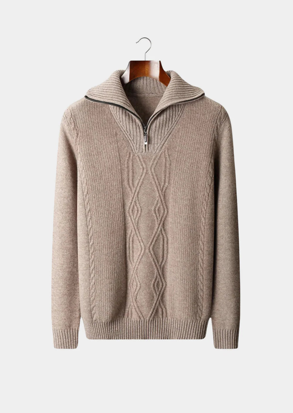 PURE EXTRA-FINE MERINO WOOL HALF ZIP SWEATER