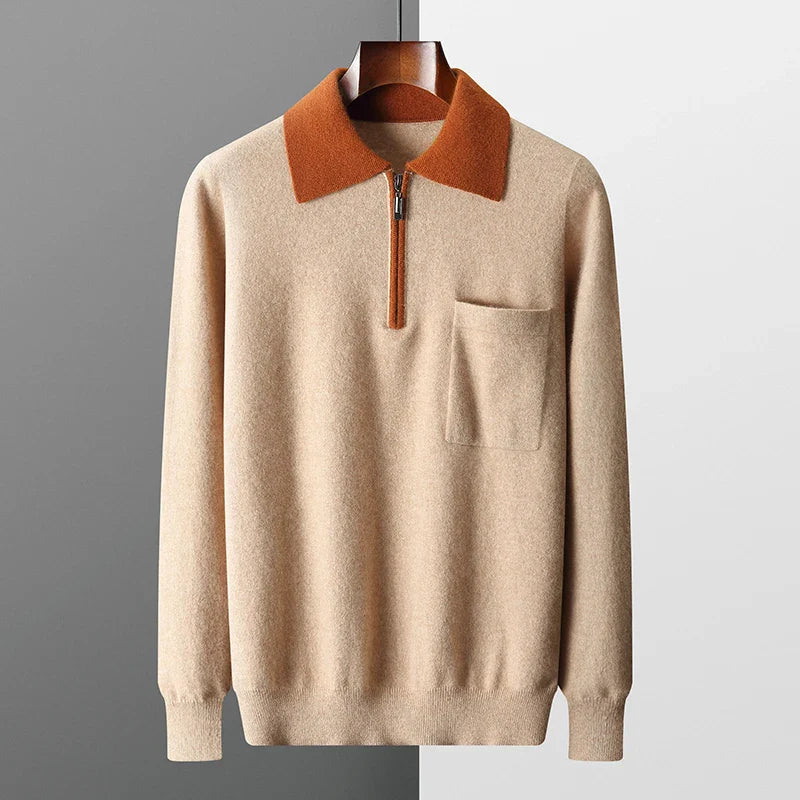 Modaura™ | 100% CASHMERE POLO ZIP UP