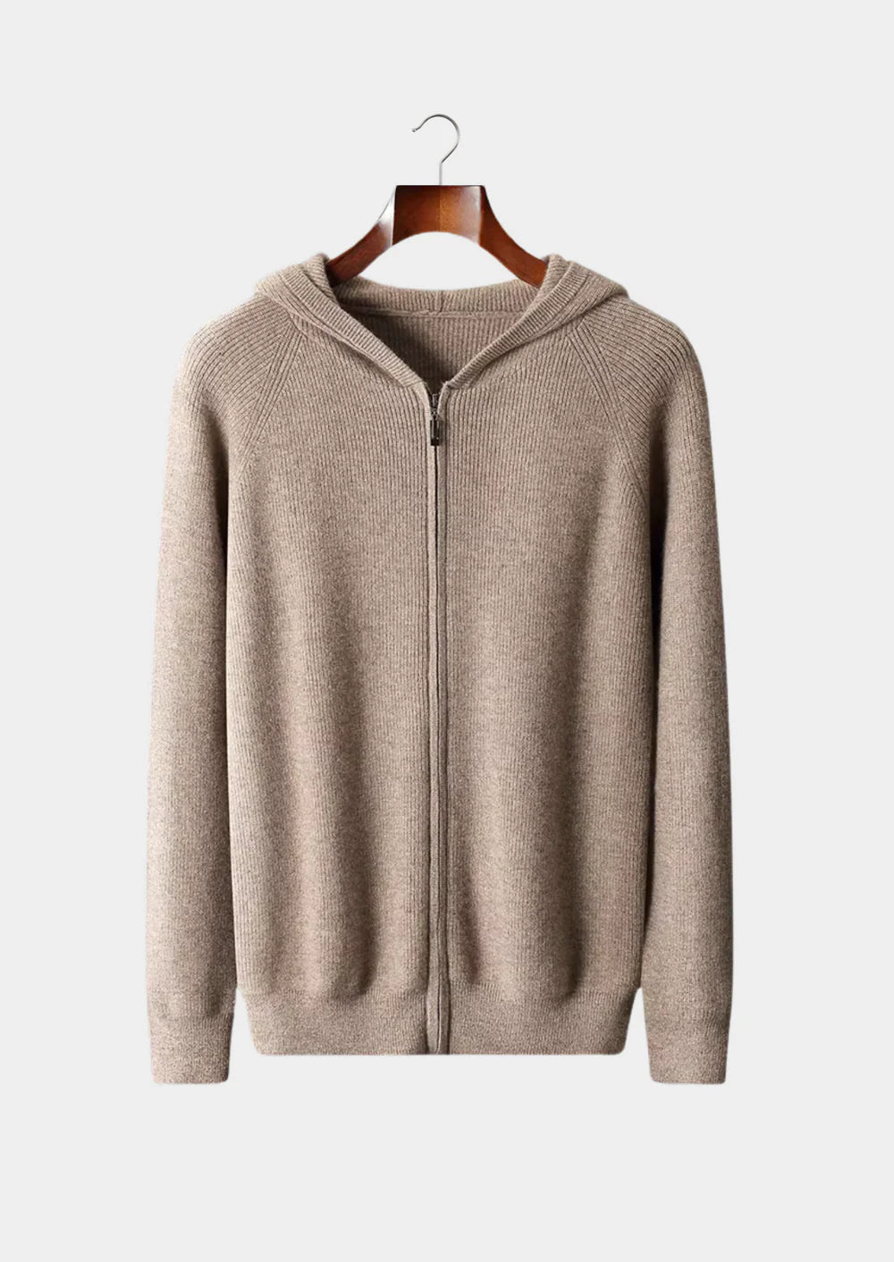 SWEAT À CAPUCHE ZIPPÉ EN PURE LAINE MÉRINOS EXTRA-FINE